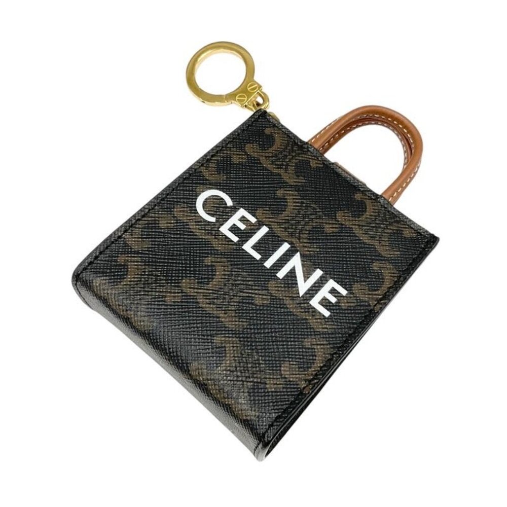 Celine Charm Brown White Gold Triomphe Canvas Logo Micro Vertical Cabas - Picture 2 of 9